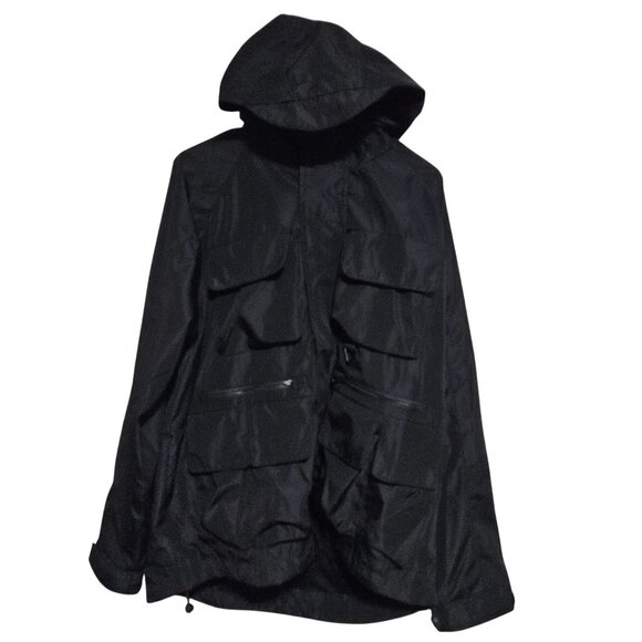 Forever 21 Hooded Utility Jacket Mens Size Large Black Pockets Zippered Back - Picture 3 of 9